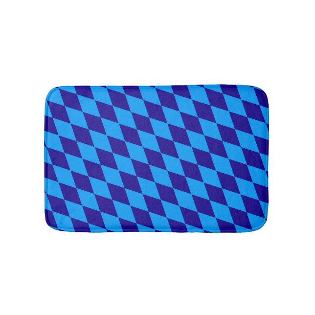 Light and Dark Blue Harlequin Diamonds Checkers  Bath Mat (Front)