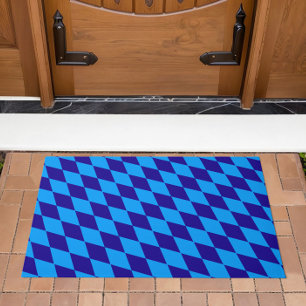 Light and Dark Blue Harlequin Diamonds Checkers  Doormat