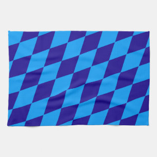 Light and Dark Blue Harlequin Diamonds Checkers Kitchen Towel