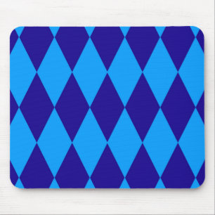 Light and Dark Blue Harlequin Diamonds Checkers Mouse Pad