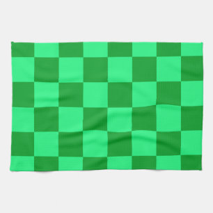 Light and Dark Green Chequered Design  Kitchen Towel