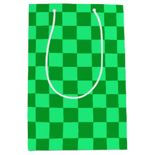 Light and Dark Green Chequered Design Medium Gift Bag