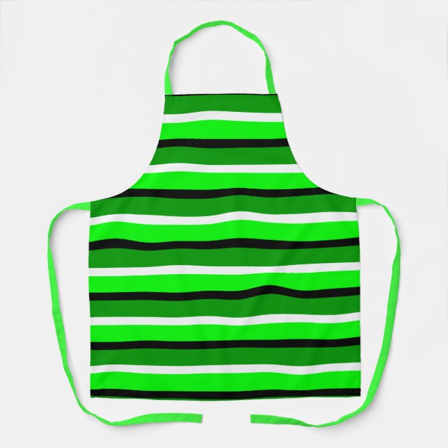 Light and Dark Green Stripes Pattern Apron (Front)
