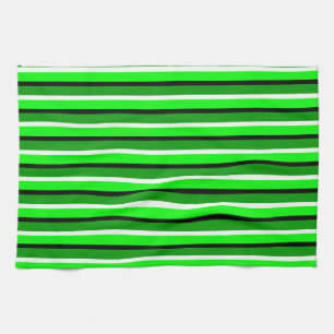 Light and Dark Green Stripes Pattern Kitchen Towel