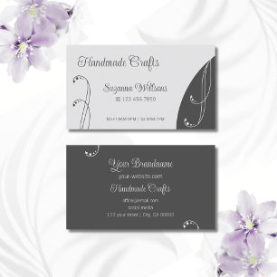 Light and Dark Grey Ornamental Squiggled Ornate Business Card