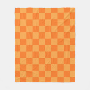 Light and Dark Orange Chequered Design Fleece Blanket