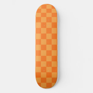 Light and Dark Orange Chequered Design Skateboard