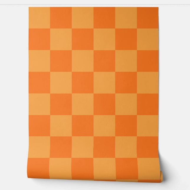 Light and Dark Orange Chequered Design  Wallpaper (Unrolling)