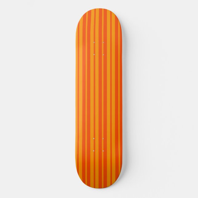Light and Dark Orange Stylish Stripes Design  Skateboard (Front)