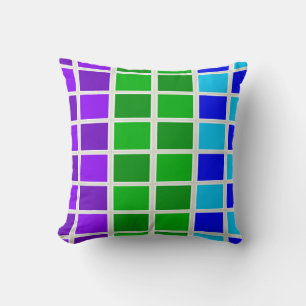 Light and Dark Peacock Colour Squares Throw Pillow