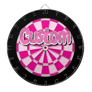 Light and Dark Pink, Black, White Edge Text Custom Dartboard
