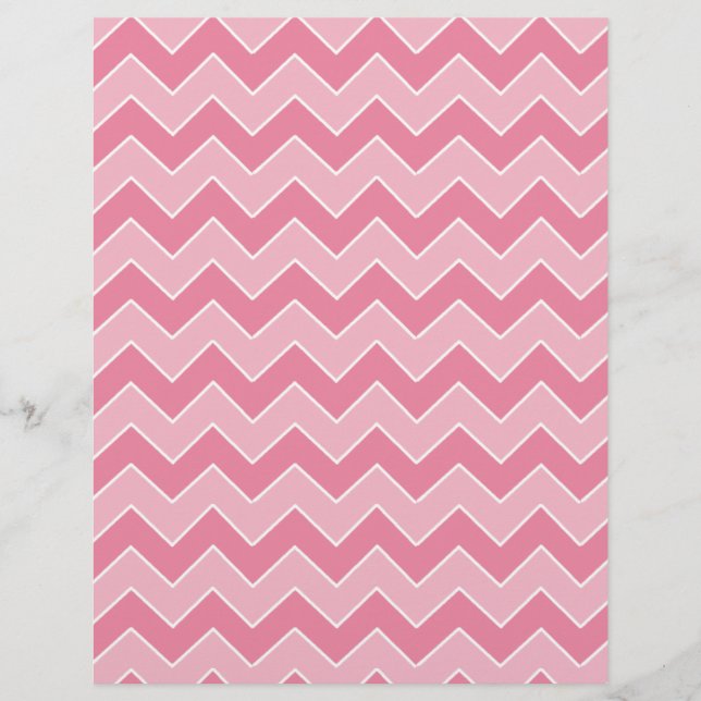 Light and Dark Pink Chevron Pattern Scrapbook Page (Front)