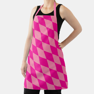 Light and Dark Pink Harlequin Diamonds Checkers  Apron