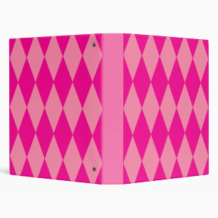 Light and Dark Pink Harlequin Diamonds Checkers Binder