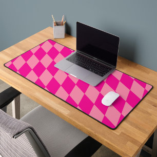 Light and Dark Pink Harlequin Diamonds Checkers  Desk Mat