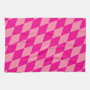 Light and Dark Pink Harlequin Diamonds Checkers  Kitchen Towel