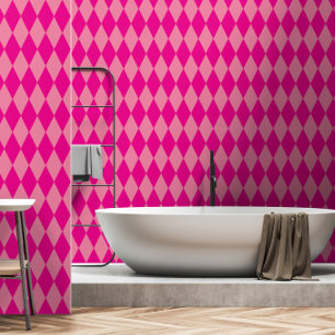 Light and Dark Pink Harlequin Diamonds Checkers Wallpaper