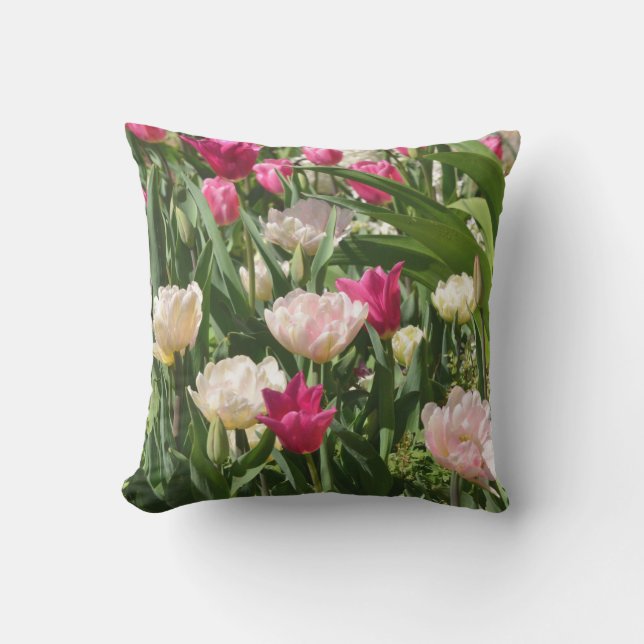 light and dark pink tulip throwpillow (Front)