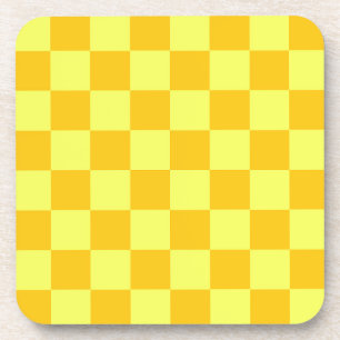 Light and Dark Yellow Chequered Design Coaster