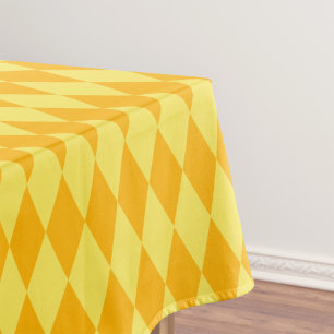 Light and Dark Yellow Harlequin Diamonds Checkers Tablecloth