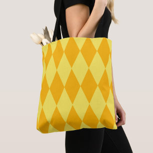 Light and Dark Yellow Harlequin Diamonds Checkers  Tote Bag