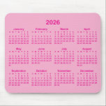 Light and Hot Pink 2026 Calendar Mouse Pad<br><div class="desc">Looking for a sleek and stylish way to keep track of your days? Check out this light and hot pink 2026 calendar mousepad! It makes a great gift for anyone who loves to stay organized. Plus, it's a great way to show off your personality and make your desk look unique...</div>