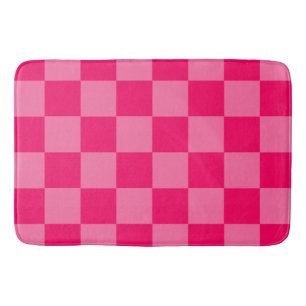 Light and Hot Pink Chequered Pattern Design Bath Mat