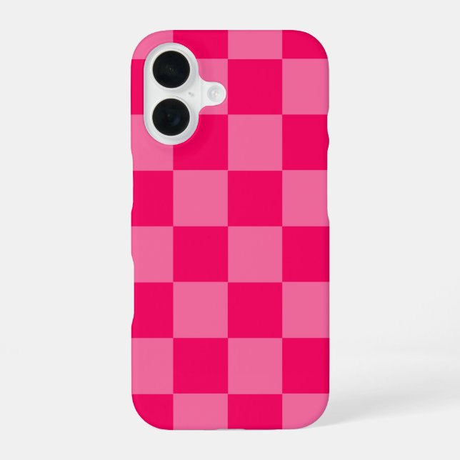 Light and Hot Pink Chequered Pattern Design  iPhone 16 Case (Back)