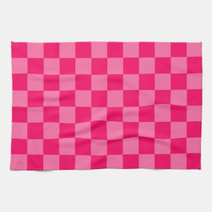 Light and Hot Pink Chequered Pattern Design  Kitchen Towel