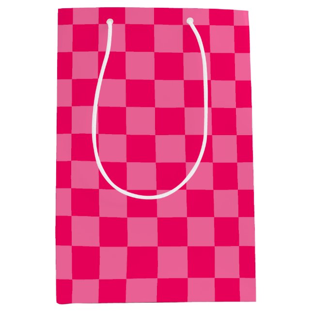 Light and Hot Pink Chequered Pattern Design  Medium Gift Bag (Front)