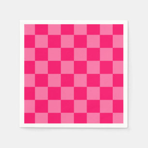 Light and Hot Pink Chequered Pattern Design  Napkin