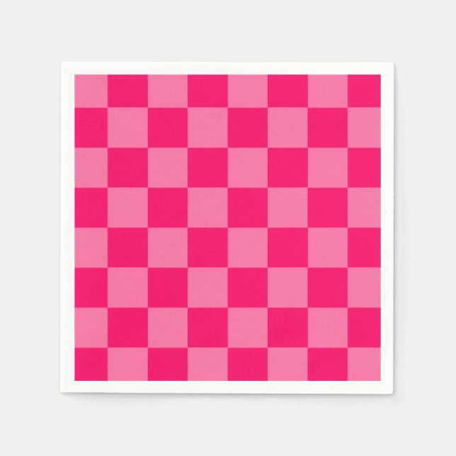 Light and Hot Pink Chequered Pattern Design  Napkin (Front)