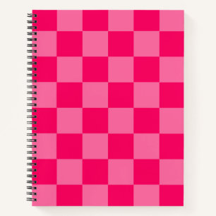 Light and Hot Pink Chequered Pattern Design  Notebook