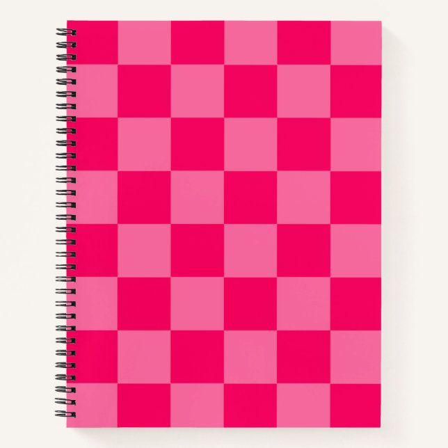 Light and Hot Pink Chequered Pattern Design  Notebook (Front)