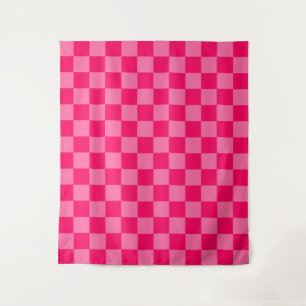 Light and Hot Pink Chequered Pattern Design  Tapestry