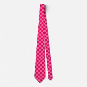 Light and Hot Pink Chequered Pattern Design  Tie