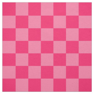 Light and Hot Pink Chequered Pattern Textile Fabric