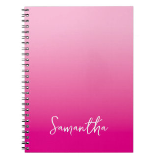 Light and Hot Pink Ombre Script Name Notebook