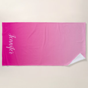 Light and Hot Pink Personalized Ombre Beach Towel
