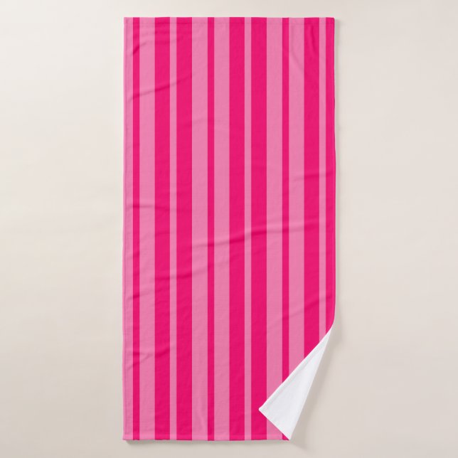 Light and Hot Pink Stylish Stripes Pattern Design  Bath Towel (Bath Towel)