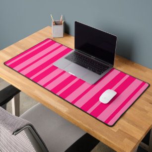 Light and Hot Pink Stylish Stripes Pattern Design  Desk Mat