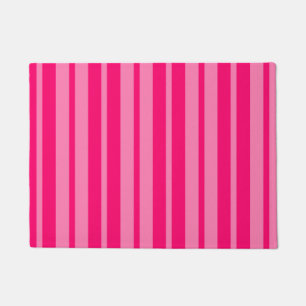 Light and Hot Pink Stylish Stripes Pattern Design  Doormat