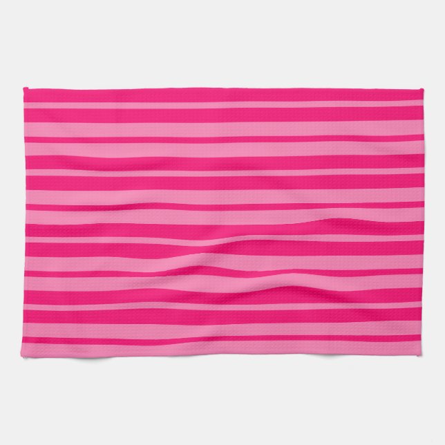 Light and Hot Pink Stylish Stripes Pattern Design  Kitchen Towel (Horizontal)