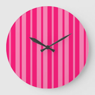 Light and Hot Pink Stylish Stripes Pattern Design Large Clock