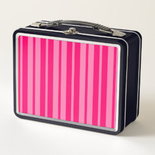 Light and Hot Pink Stylish Stripes Pattern Design  Metal Lunch Box