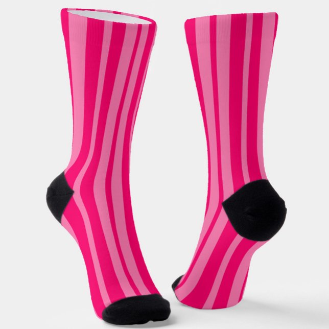 Light and Hot Pink Stylish Stripes Pattern Design  Socks (Creator Uploaded)