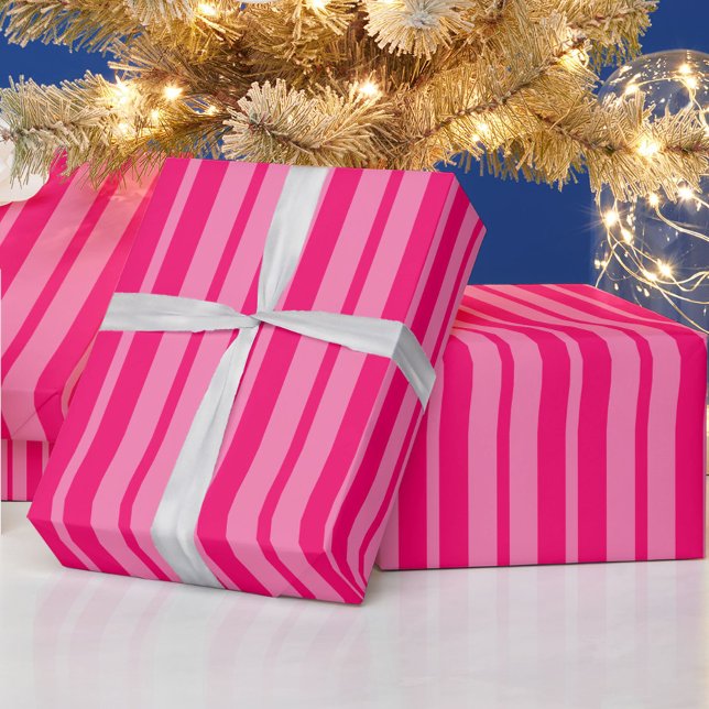 Light and Hot Pink Stylish Stripes Pattern Design  Wrapping Paper (Creator Uploaded)