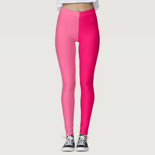 Light and Hot Pink Two Tone Colour Split Design Leggings