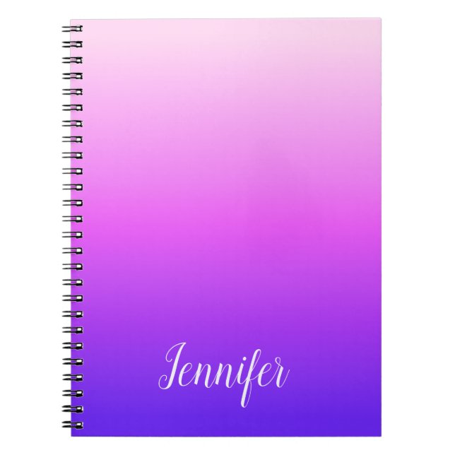 Light and Hot Pink Violet Personalized Ombre Notebook (Front)