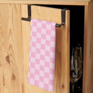Light and Pale Pink Monotone Chequered Kitchen Towel